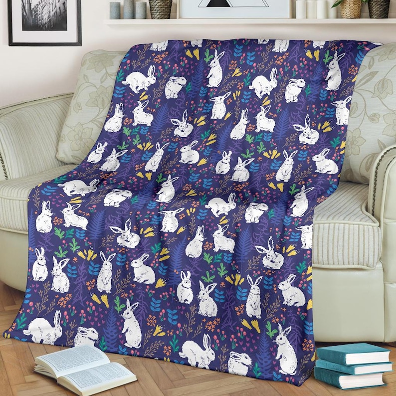 Rabbit Blanket Rabbit Throw Blanket Rabbit Fleece Blanket Etsy New