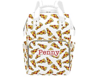 Personalized Pizza Diaper Bag Backpack, Custom Name Diaper Bag Backpack, Baby Shower Gift