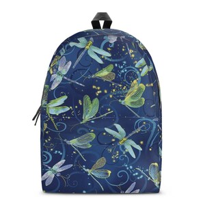 Personalized Dragonfly Backpack – Custom Name Kids School Bag, Nature Insect Rucksack image 1