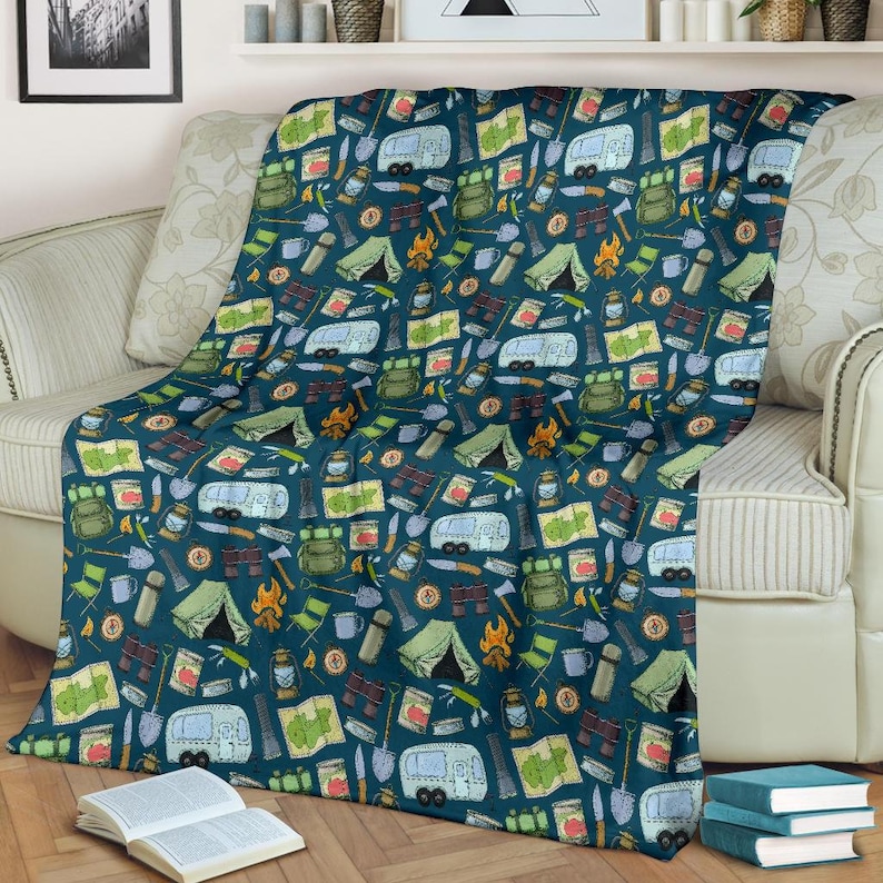 Camping Blanket Camping Throw Blanket Camping Fleece Etsy