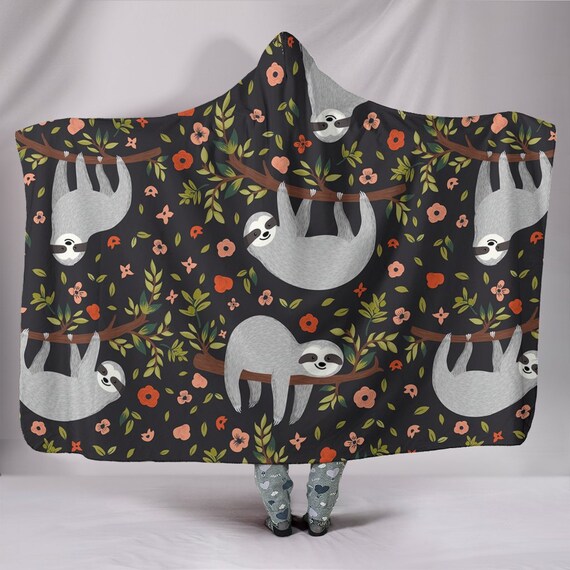 Sloth Hooded Blanket Sloth Blanket Sloth Blanket With Hood Etsy