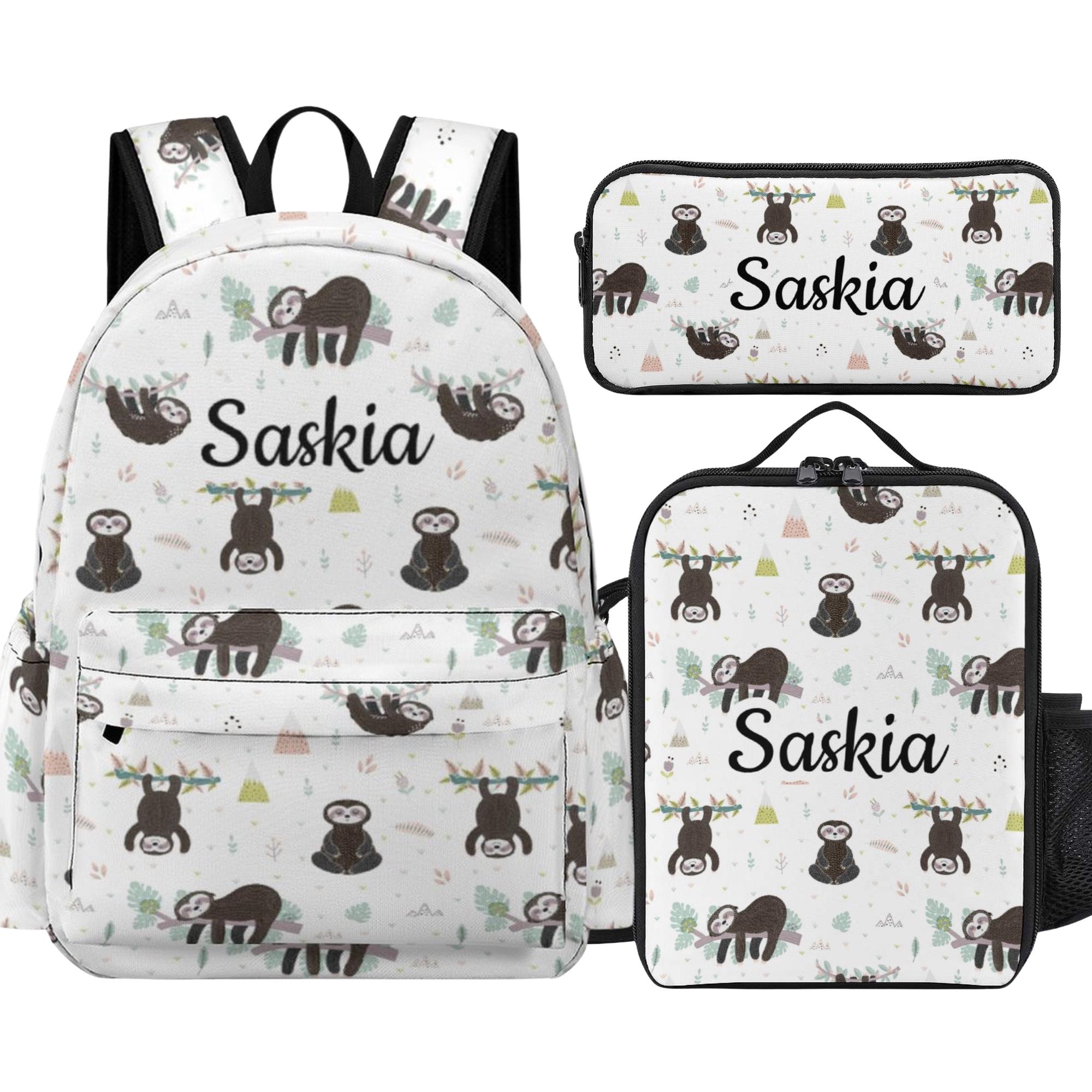 Personalized Sloth Backpack Set: Custom Sloth School Bag, Lunch Bag ...
