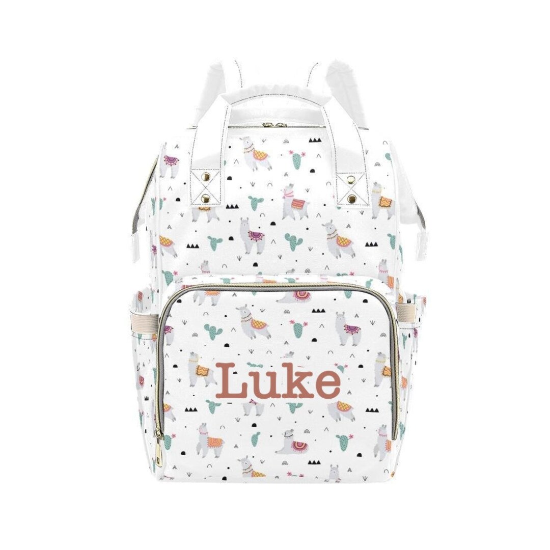 Personalized Llama Diaper Bag Backpack, Custom Name Diaper Bag Backpack