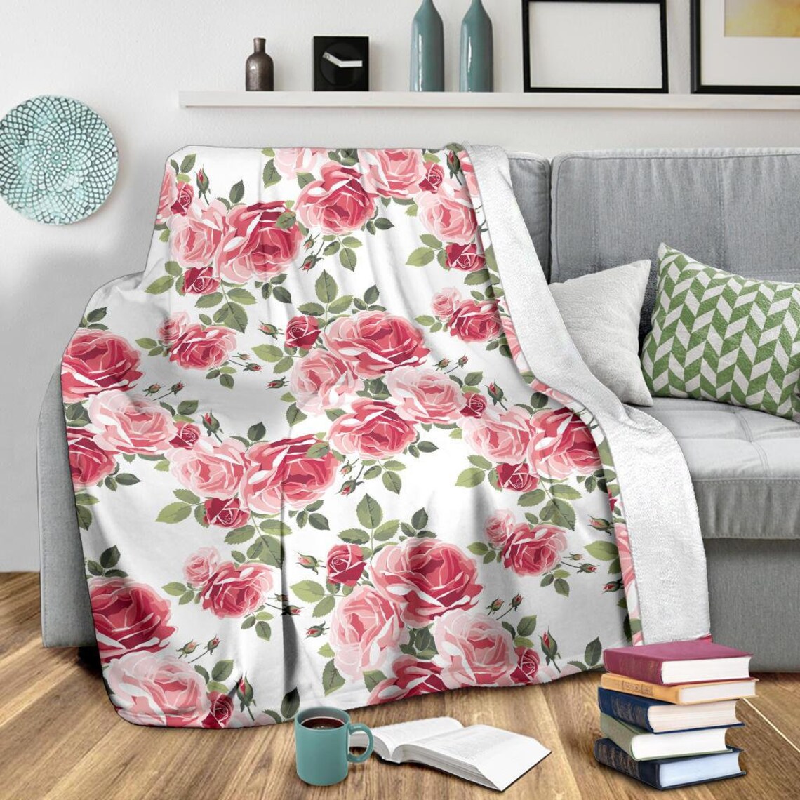 Rose Blanket Rose Throw Blanket Rose Fleece Blanket Rose Etsy