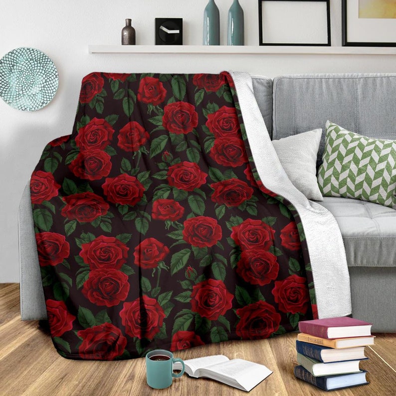 Rose Blanket Rose Throw Blanket Rose Fleece Blanket Rose Etsy