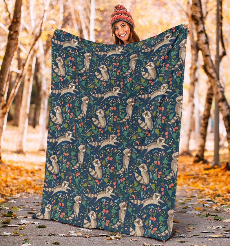 Raccoon Blanket Raccoon Throw Blanket Raccoon Fleece Etsy