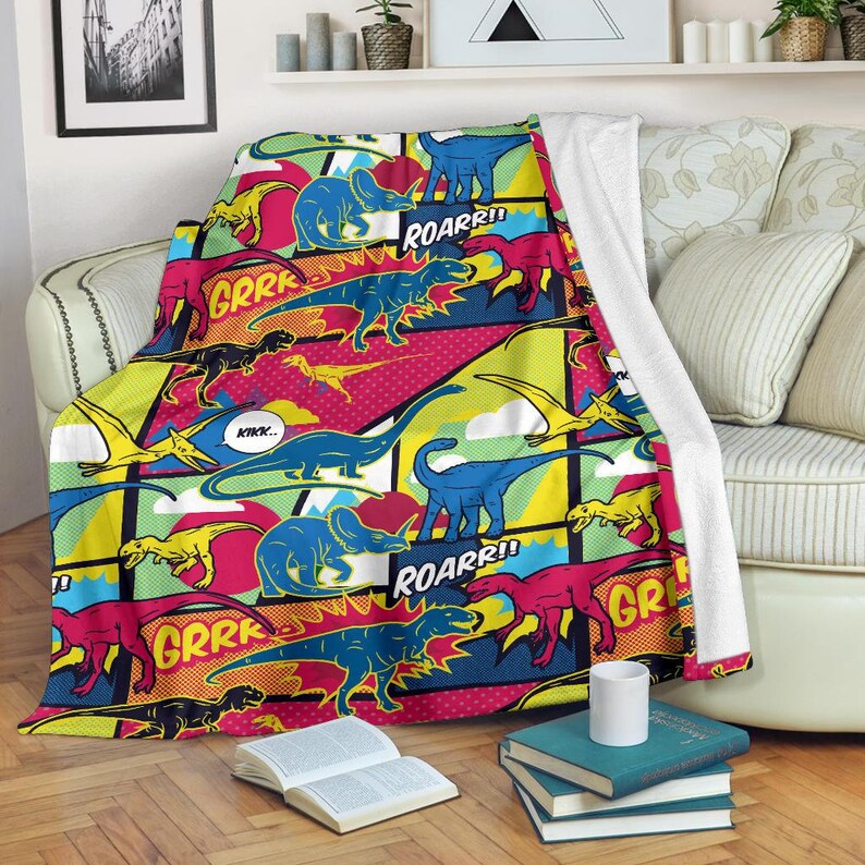 Dinosaur Blanket Dinosaur Throw Blanket Dinosaur Fleece Etsy