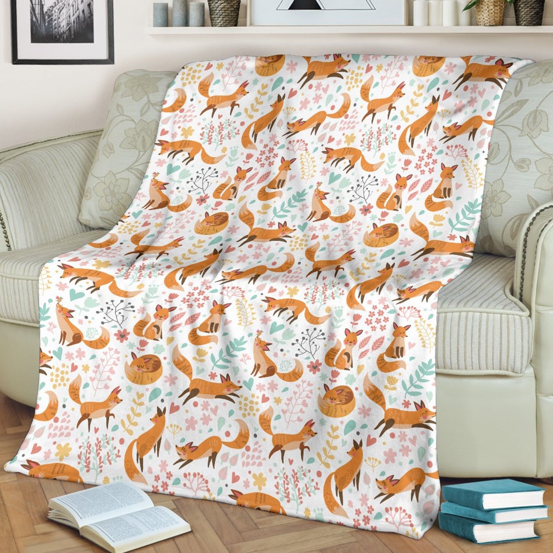 Fox Blanket Fox Throw Blanket Fox Fleece Blanket Fox Adult Etsy