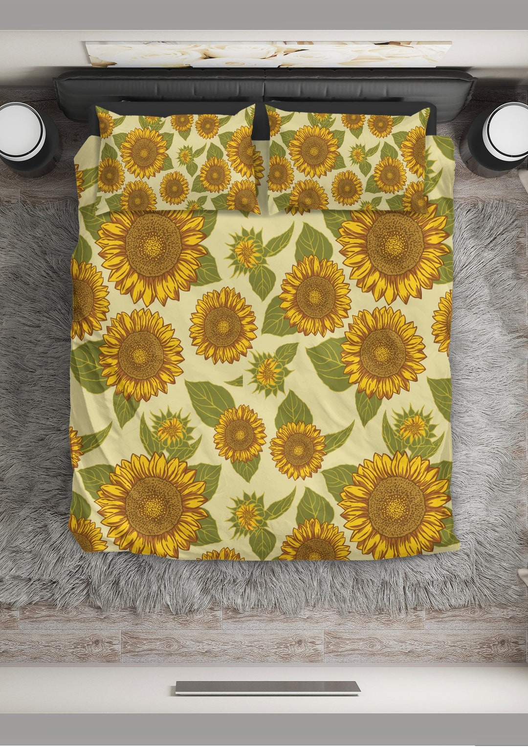 Sunflower Bedding Sunflower Duvet Cover Sunflower Bedding Etsy