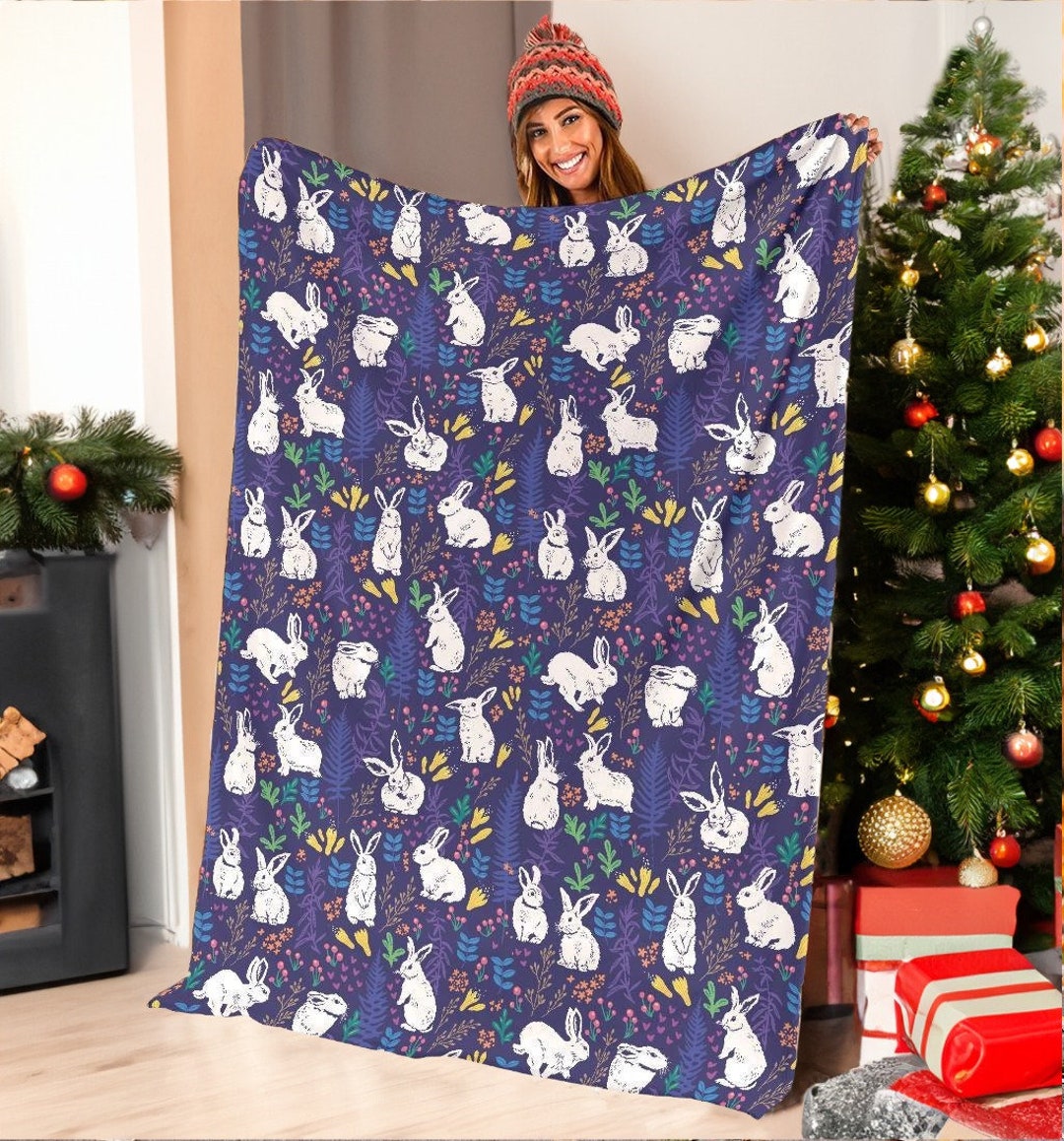 Personalized Rabbit Fleece Throw Blanket, Suede Polyester Print - Etsy