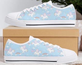 Unicorn Canvas Sneakers: Low Top Shoes for Women & Kids