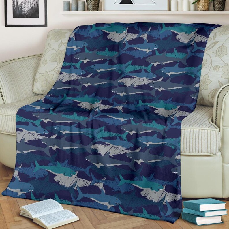 Shark Blanket Shark Throw Blanket Shark Fleece Blanket Etsy