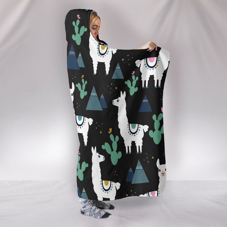 Llama Hooded Blanket Llama Blanket Llama Blanket With Hood Etsy
