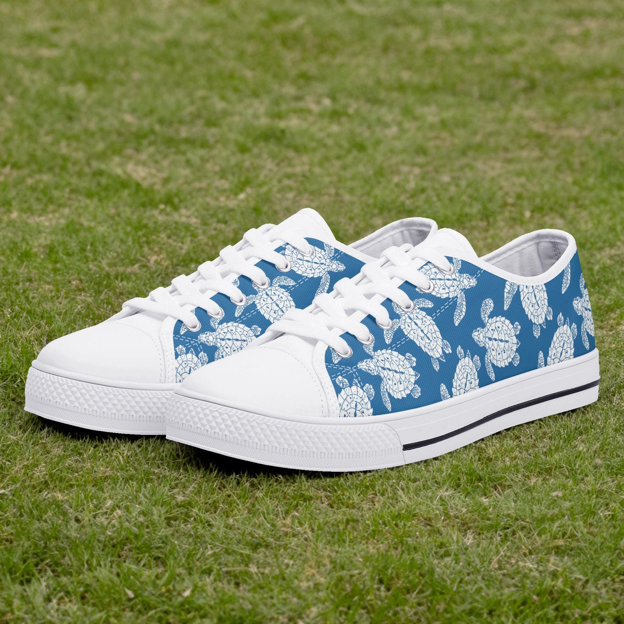 スニーカー Tennis Woman Lacet - Turtle Tortoise Print Sneakers, Turtle Lover Footwear, Casual Laced