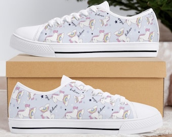 Unicorn Canvas Sneakers: Low Top Shoes for Women & Kids