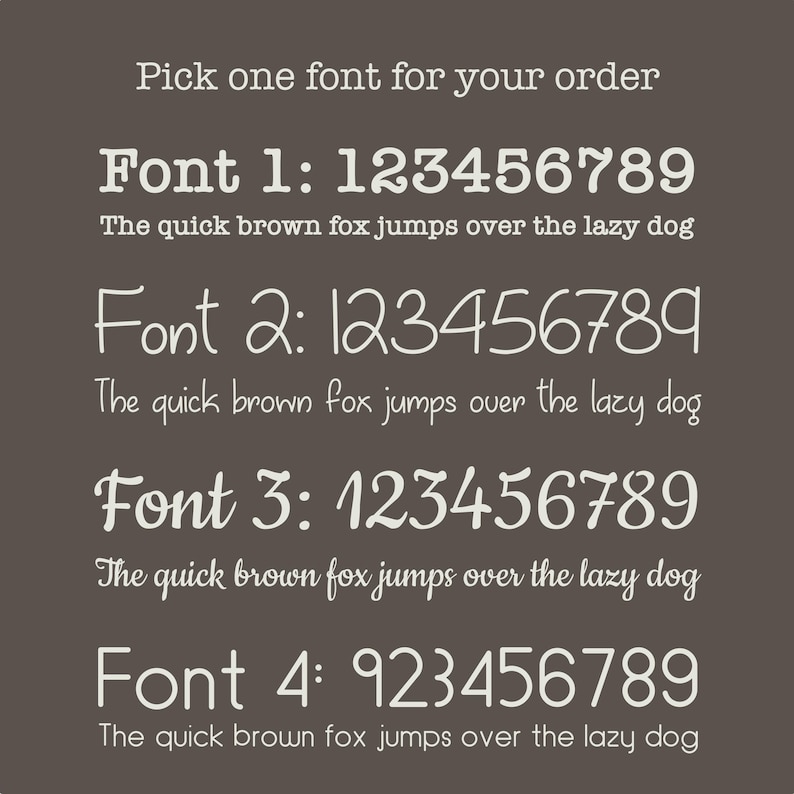a collection of different font styles, each with its own unique characteristics. The fonts vary in size, color, and design, offering a diverse range of options for users to choose from when selecting a font for their order.