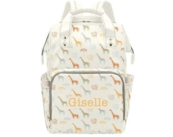 Zaino per borsa per pannolini giraffa personalizzato, zaino per borsa per pannolini con nome personalizzato, regalo per baby shower