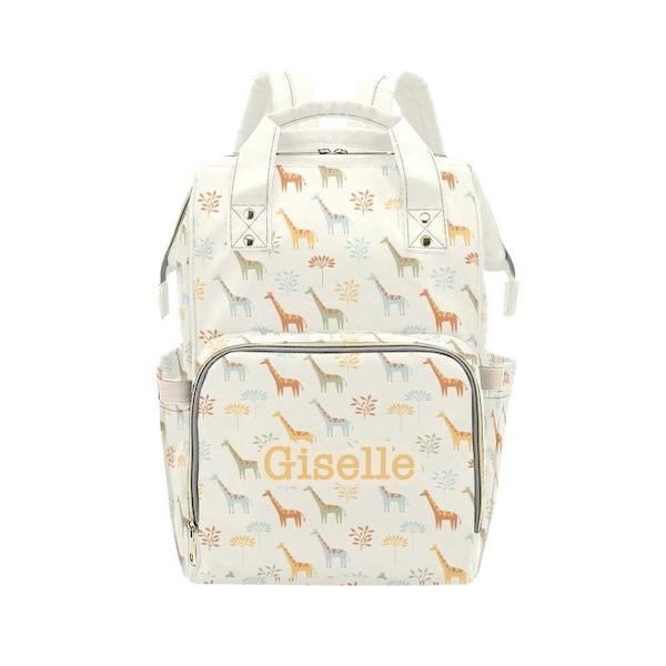 Personalized Giraffe Diaper Bag Backpack, Custom Name Diaper Bag Backpack, Baby Shower Gift