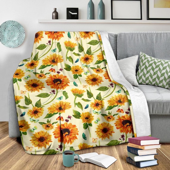 Sunflower Blanket Sunflower Throw Blanket Sunflower Fleece Etsy