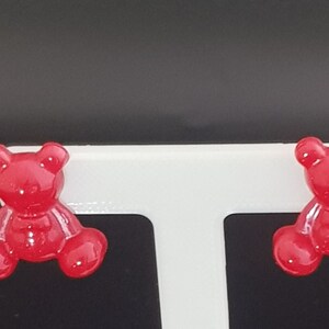 Handmade Resin Bright Colourful Bear Earrings