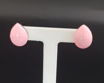Handmade Pale Pink Teardrop Resin Stud Earrings