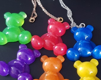 Handmade Bight Colourful Bear Necklace
