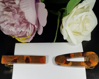 Handmade Hairclips... Splodgey Browns, coppers and blacks