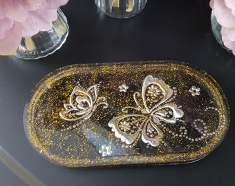 Handmade Butterfly and Glitter Trinket Tray
