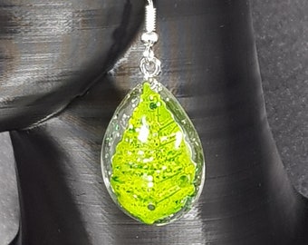 Handmade Leaf Teardrop Dangle Earrings