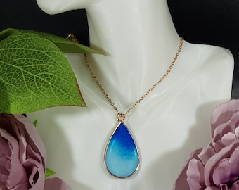 Handmade Blue and Clear Misty Pendant