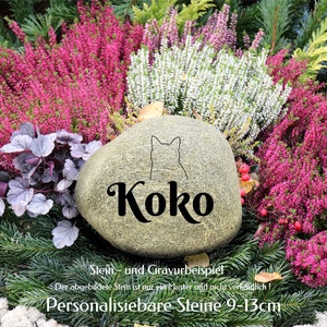 Gedenkstein Katze, Gravur Stein, Grabstein Katzen, Katzengedenkstein, Gedenkstein Tiere, Grabschmuck, individuell Gravur, Naturstein,