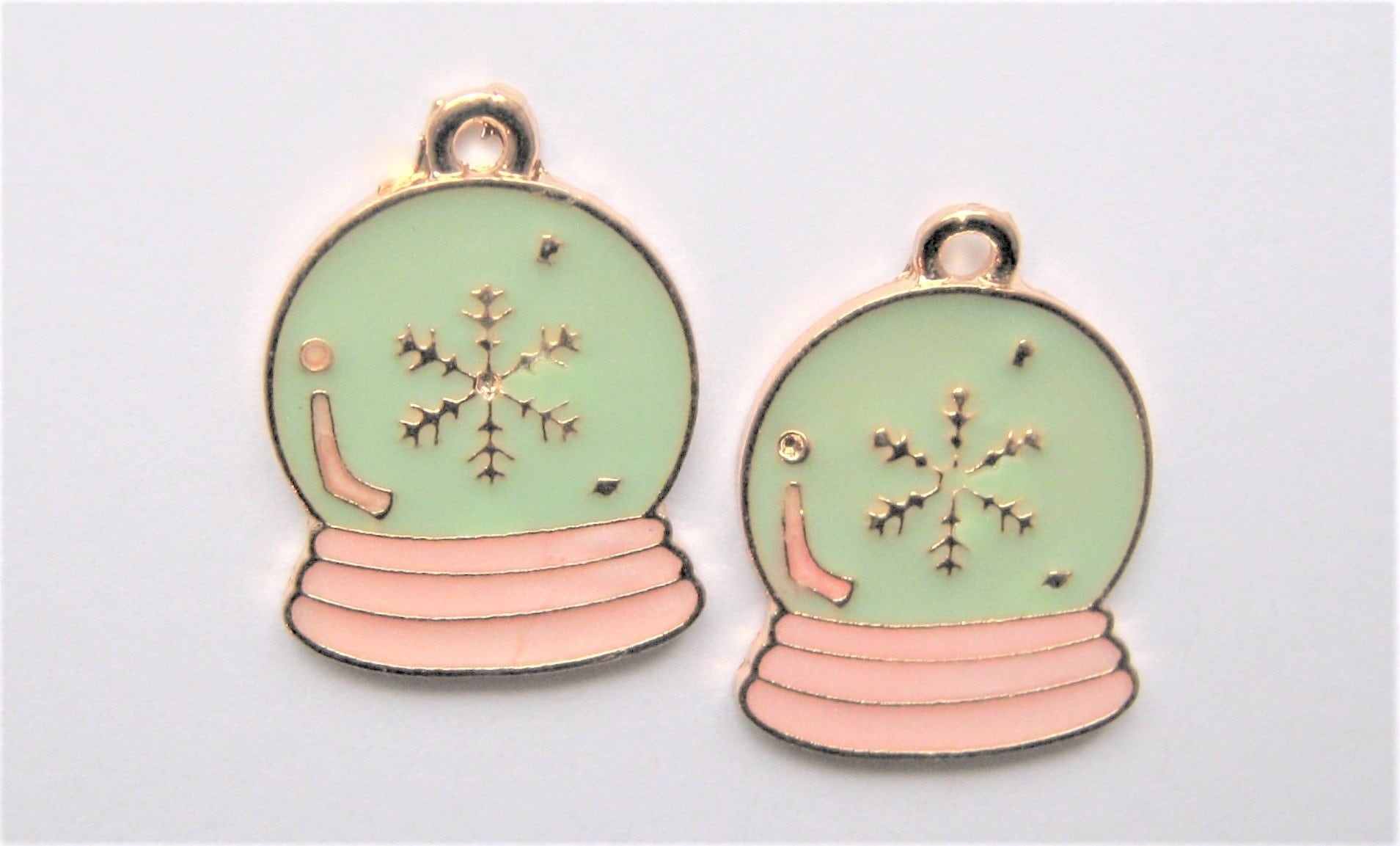 2 Enamel Snow Globe Charms Jewelry Supply Etsy UK