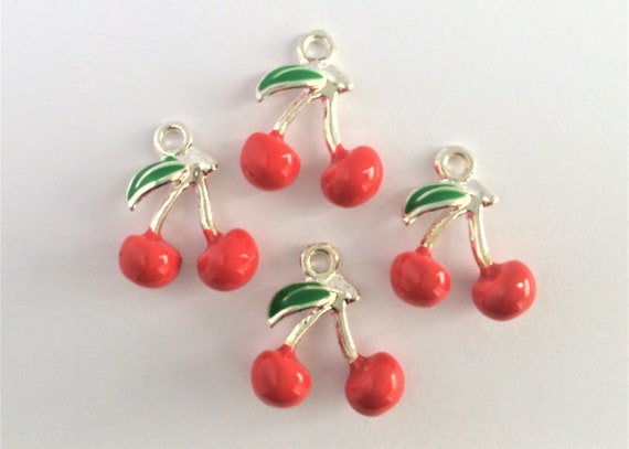 BULK 40 Cherries charms antique silver tone FD189