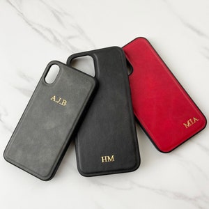 Coque pour iPhone initiales en cuir PU, coque de téléphone personnalisée personnalisée, coque en cuir pour iPhone 11, coque pour iPhone 12, coque pour iPhone 7 8, coque pour iPhone XR Xs image 1