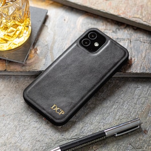 iPhone 14 Pu-leren telefoonhoesje, iPhone 14 pro, pro max en 14 Plus iPhone-hoesje. Gepersonaliseerd, monogram, naam/initialen
