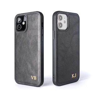 Funda de piel sintética para iPhone 14, iPhone 14 Pro, Pro Max y iPhone 14 Plus. Personalizada, con monograma y nombre/iniciales.