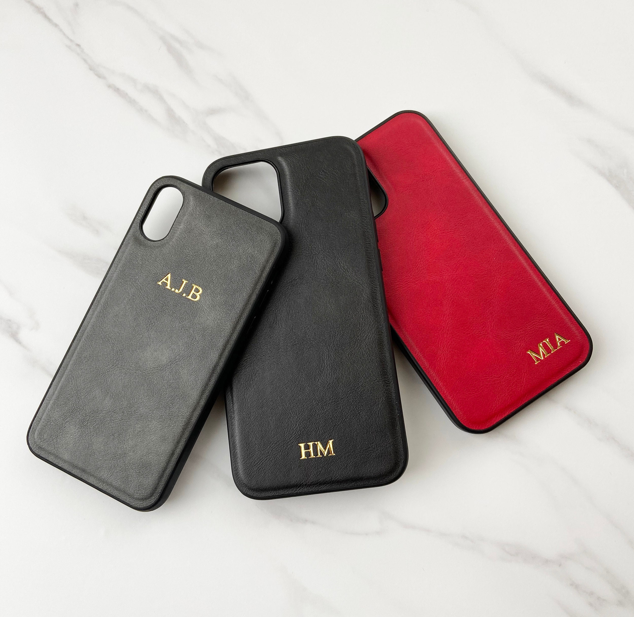 PU Leather Initials Iphone Case Personalised Custom Phone - Etsy