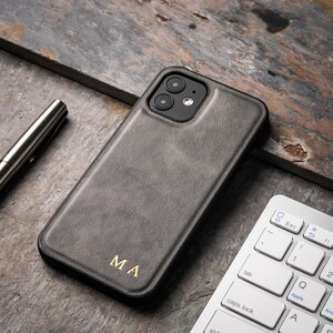 iPhone 15 leather phone case, iPhone 15 Pro case, iPhone 15 Pro Max case, 15 plus case, Personalised custom initials leather case image 9