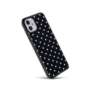ブラック ポルカドット スマホケース / iPhone ケース / iPhone 11、11 Pro Max ケース / X、XR ケース / iPhone 7、8 Plus ケース、iPhone 7 8 / iPhone SE 2020 ケース
