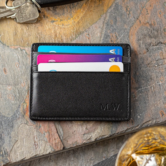 minimalista Bolsos y monederos Carteras y clips para billetes Estuches para tarjetas de visita iniciales personalizadas Slim Card Wallet Soporte para tarjeta de cuero diseño delgado 