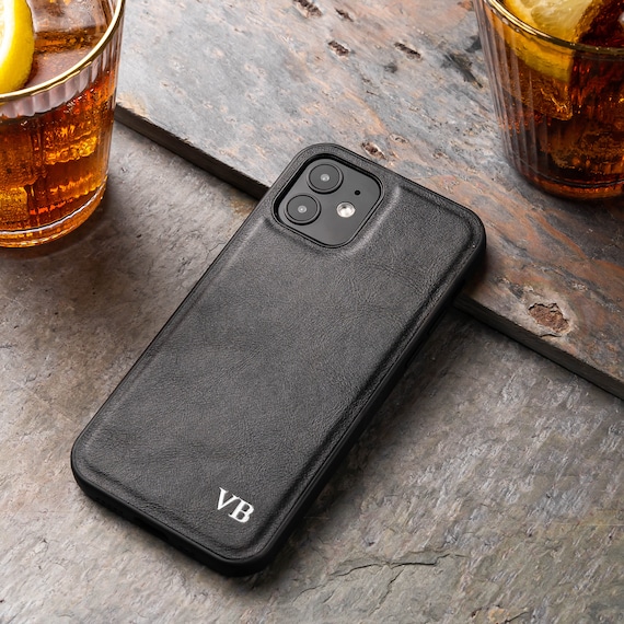 PU leather Initials iPhone case, Personalised custom phone case, Leather iPhone 11 case, iPhone 12 case, iPhone 7 8 case, iPhone XR Xs case