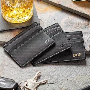 Regalos para padrinos de boda, regalos para padrinos de boda. Tarjetero de piel con iniciales personalizadas, billetera fina y elegante, regalos para hombres