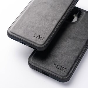 iPhone 15 leather phone case, iPhone 15 Pro case, iPhone 15 Pro Max case, 15 plus case, Personalised custom initials leather case image 5