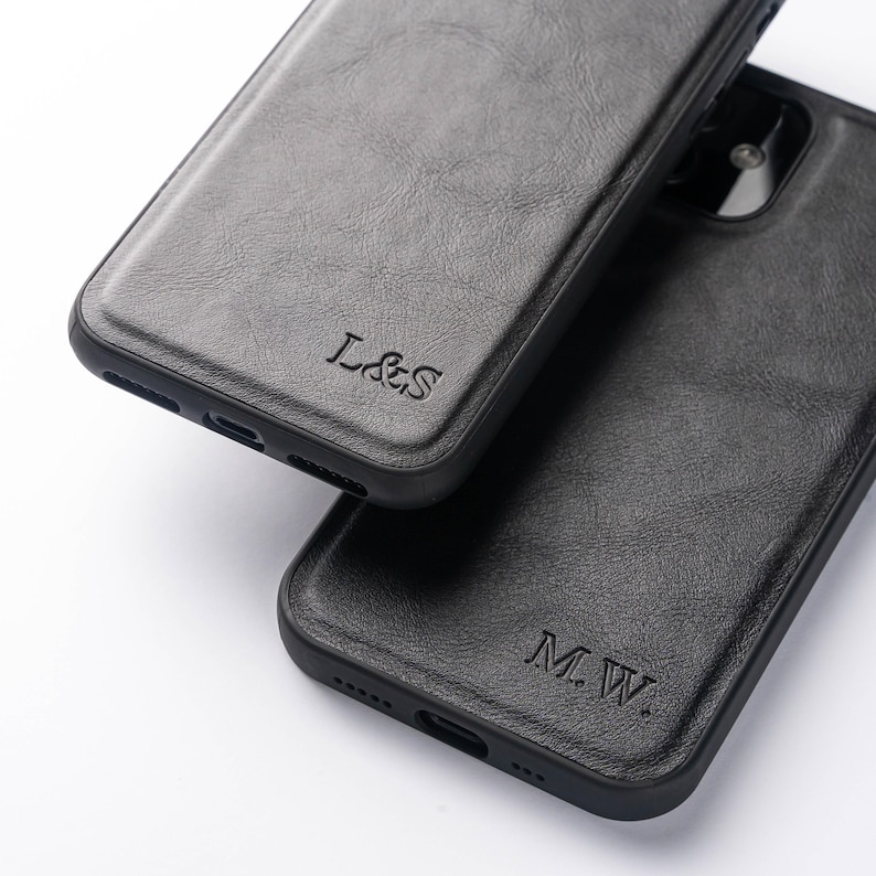 iPhone 15 leather phone case, iPhone 15 Pro case, iPhone 15 Pro Max case, 15 plus case, Personalised custom initials leather case image 5