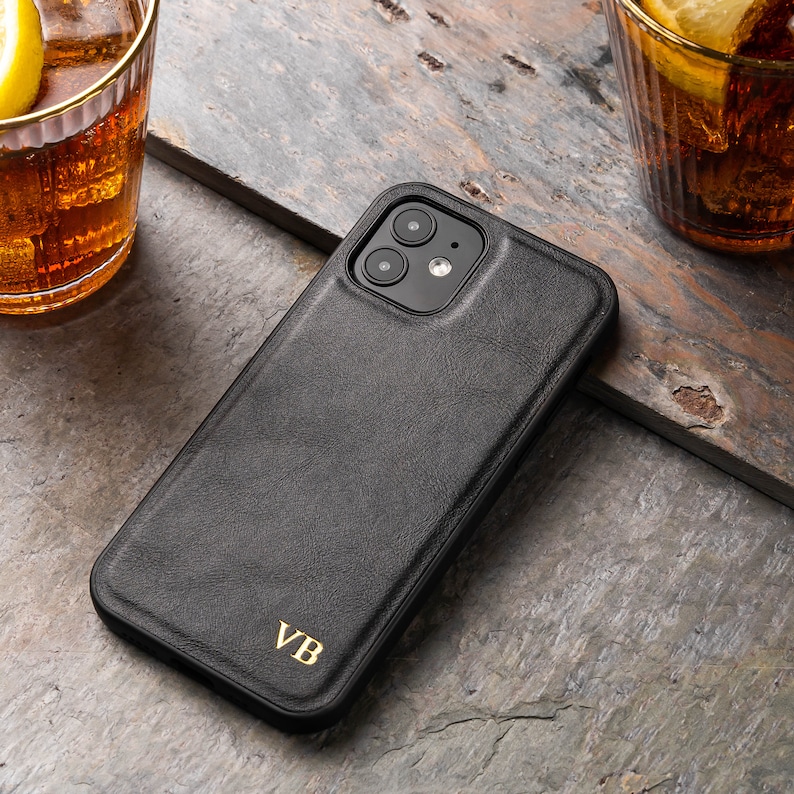 PU Leather Initials Iphone Case Personalised Custom Phone Etsy UK