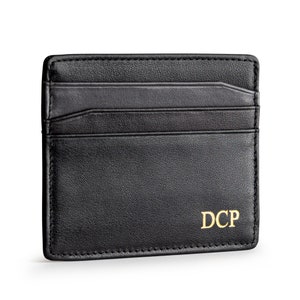 Porte-cartes en cuir, initiales personnalisées Slim Card Wallet, blocage RFID, minimaliste, design slimline image 2