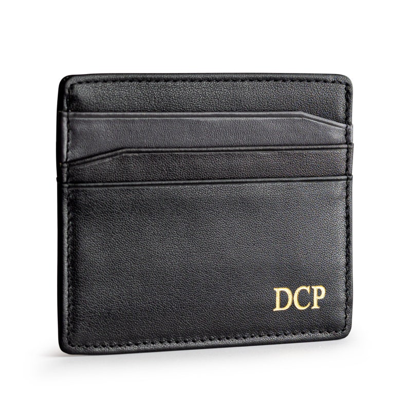 Leder Kartenetui, Benutzerdefinierte Initialen Slim Card Wallet, RFID Blocking, Minimalistisch, Slimline Design Bild 2