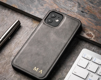 PU leather iPhone 13 case, 13 pro, 13 pro max, 13 mini phone case, Personalised Monogram initials iPhone 13 pro max case