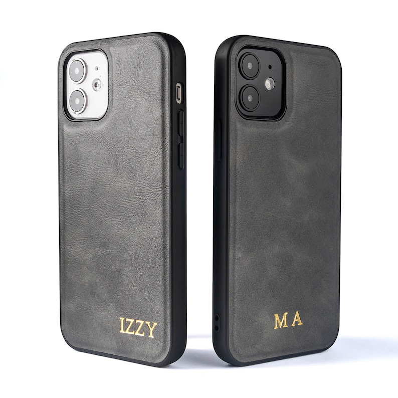 PU Leather Initials Iphone Case Personalised Custom Phone Etsy UK