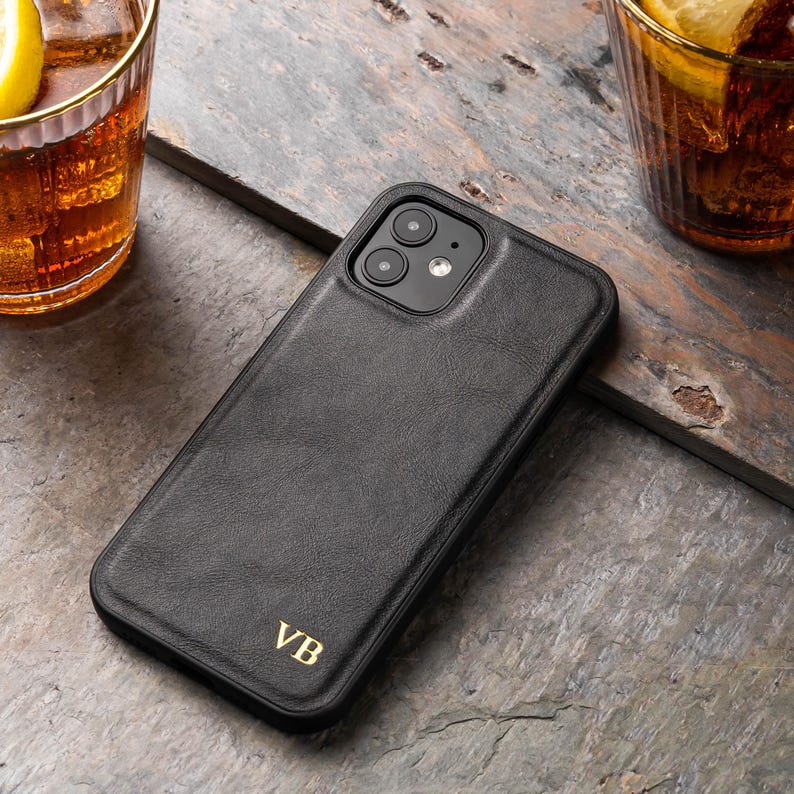 iPhone 15 leather phone case, iPhone 15 Pro case, iPhone 15 Pro Max case, 15 plus case, Personalised custom initials leather case image 6